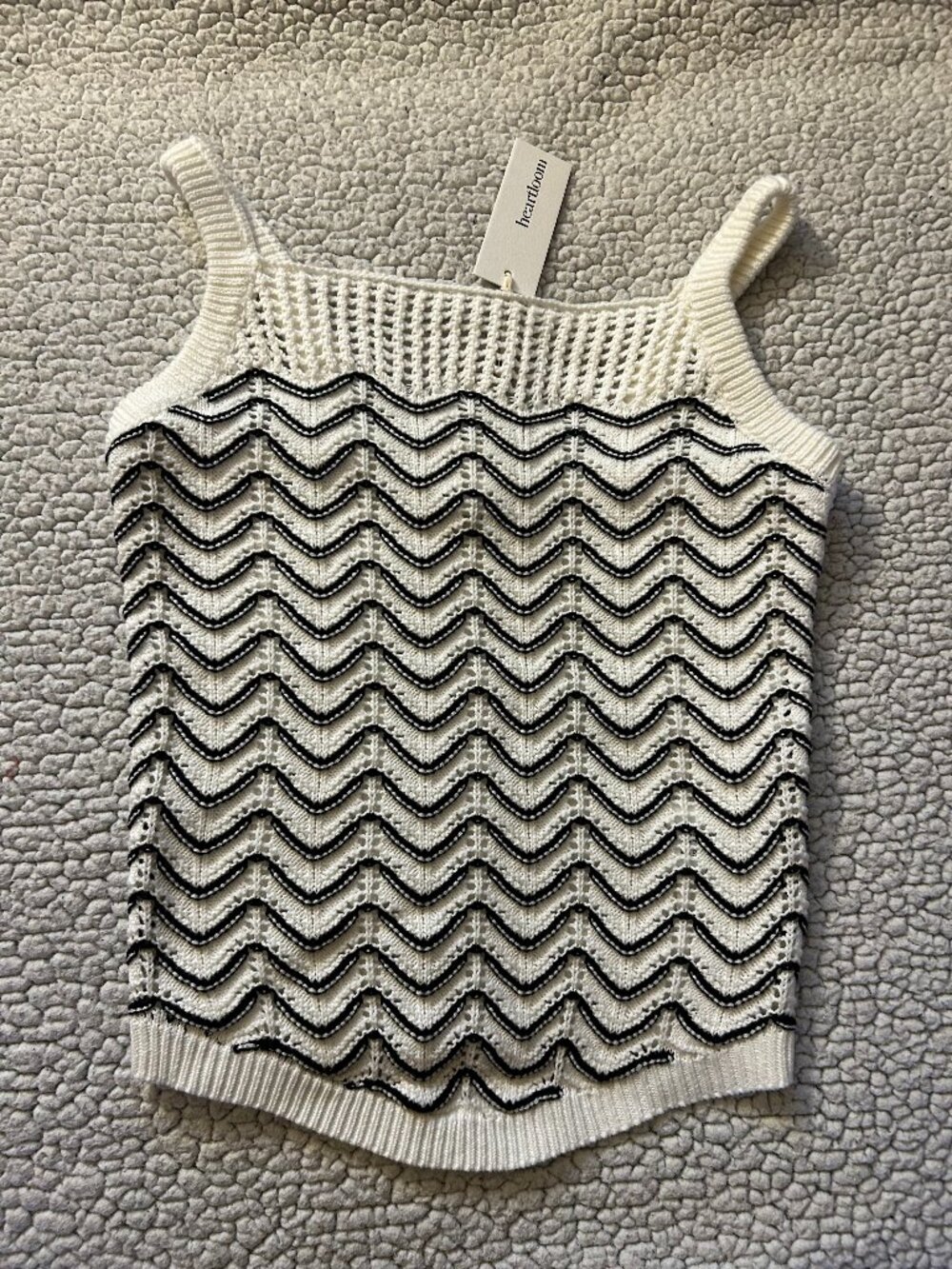 Heartloom -- ryland top, crochet, white top, black stripes